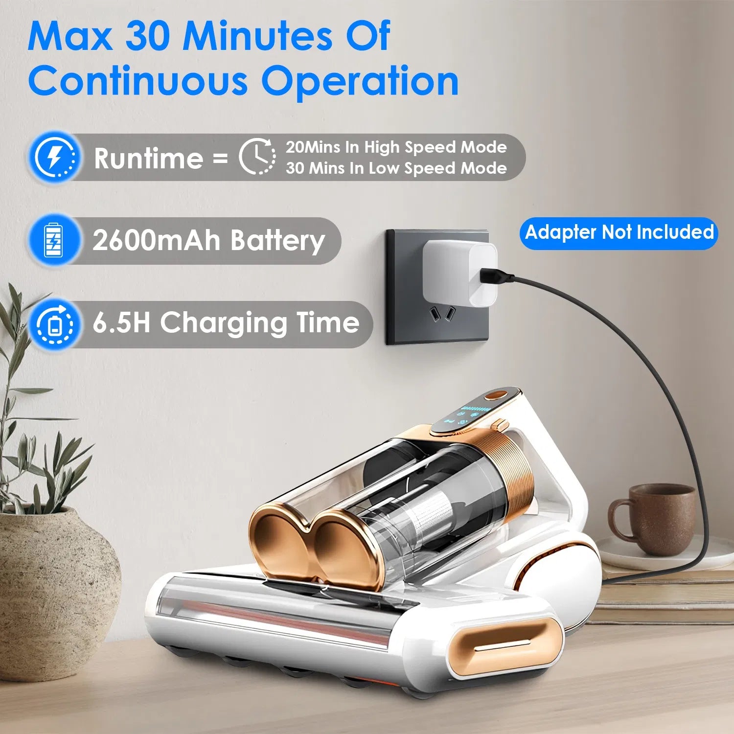 Mattress Vacuum Cleaner 16Kpa Bed Vacuum Cleaner Handheld Vacuums with Ultrasonic & UVC Light 18000 RPM Brushroll Rotation Dual Dust Bins Washable Filters for Bed Pillows Cribs Sofa
