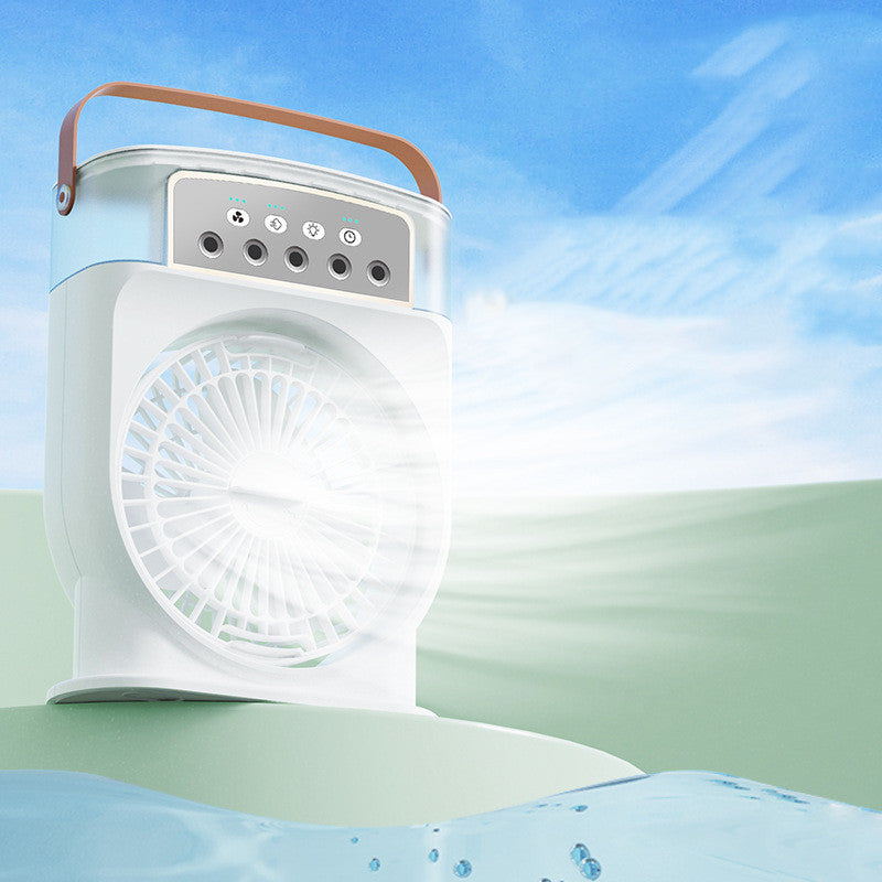 Portable USB Air Conditioner Cooling Fan with 5 Sprays 7 Color Light 600ML Water Tank Spray Mist Air Cooler Humidifiers