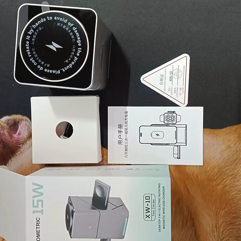 30W Touch Rotating Magnetic Multi-Function 3 in 1 Wireless Charger for Iphone 16 15 14 13 Max Fast Charger Samsung Xiaomi