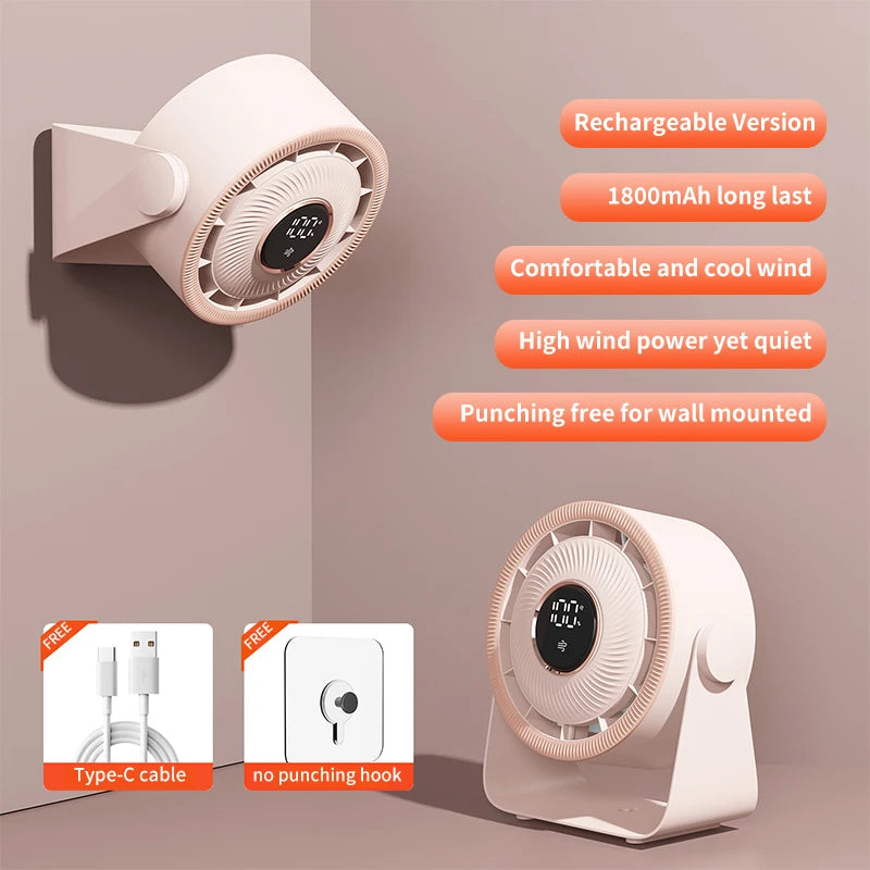 Desktop Small Fan - Portable With Led Light