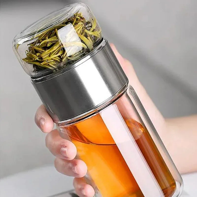 Double Layer Tea Cup Infuser Tumbler with Filter