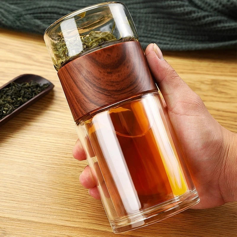 Double Layer Tea Cup Infuser Tumbler with Filter