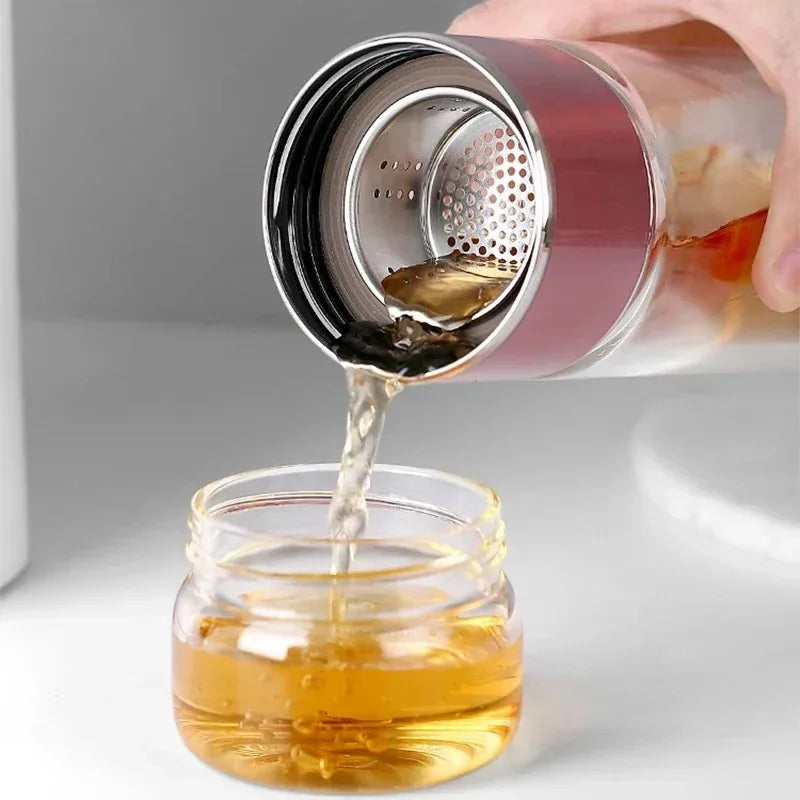 Double Layer Tea Cup Infuser Tumbler with Filter