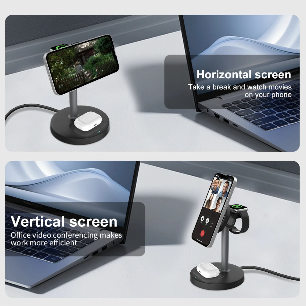 15W Fast Wireless Charger Stand 3-in-1