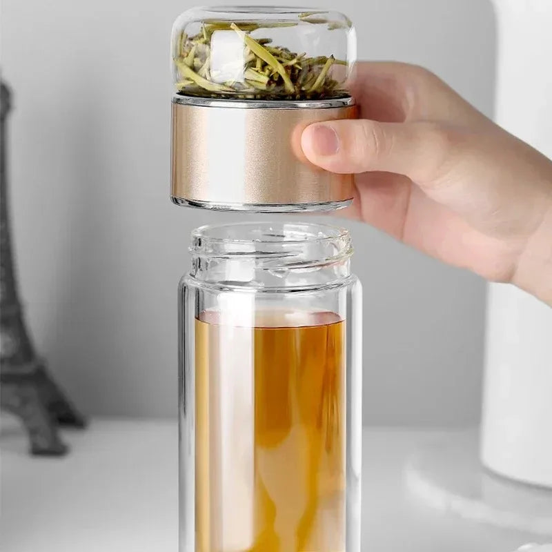 Double Layer Tea Cup Infuser Tumbler with Filter