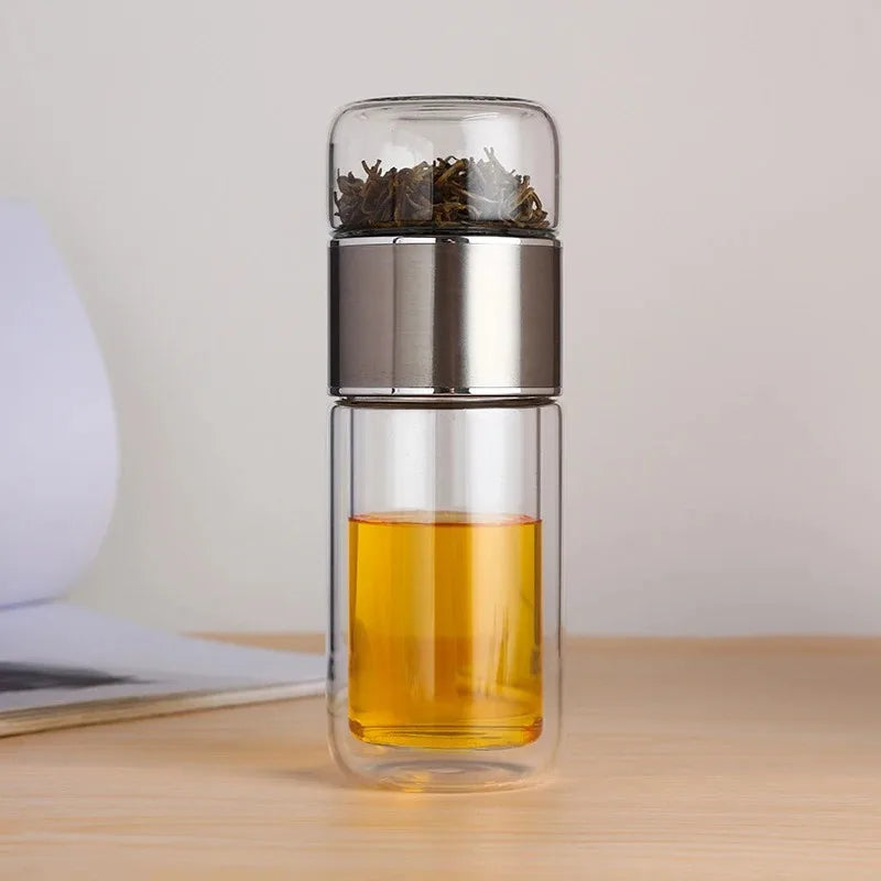 Double Layer Tea Cup Infuser Tumbler with Filter
