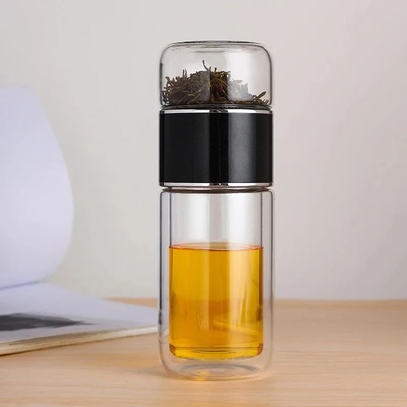 Double Layer Tea Cup Infuser Tumbler with Filter
