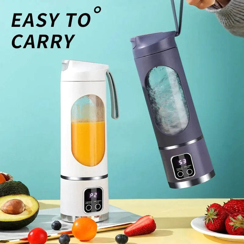  Portable Fruit Juicer 450Ml Capacity 3 Gears USB Rechargeable Blender Ice Crusher for Shakes and Smoothies Juicer Cup