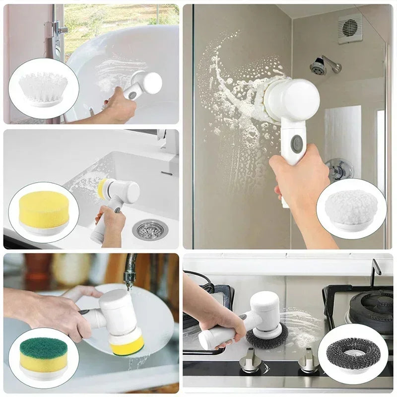 Cordless Spin Scrubber with 5 Replaceable Brush Heads