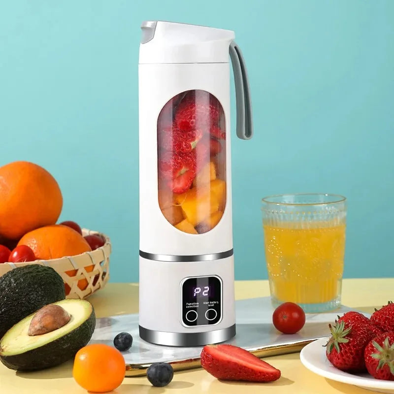  Portable Fruit Juicer 450Ml Capacity 3 Gears USB Rechargeable Blender Ice Crusher for Shakes and Smoothies Juicer Cup