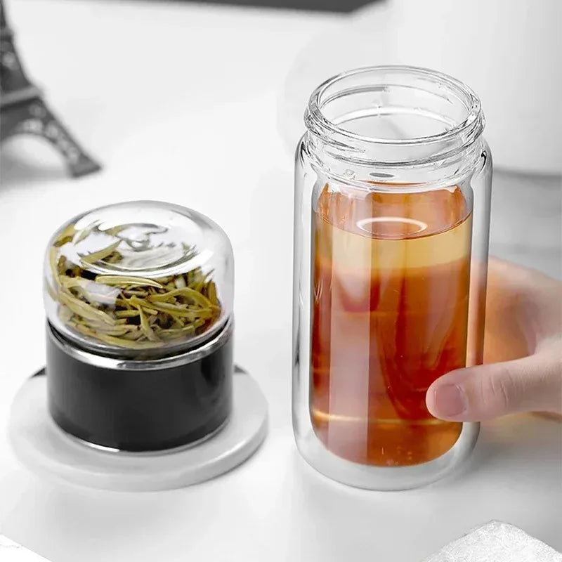 Double Layer Tea Cup Infuser Tumbler with Filter