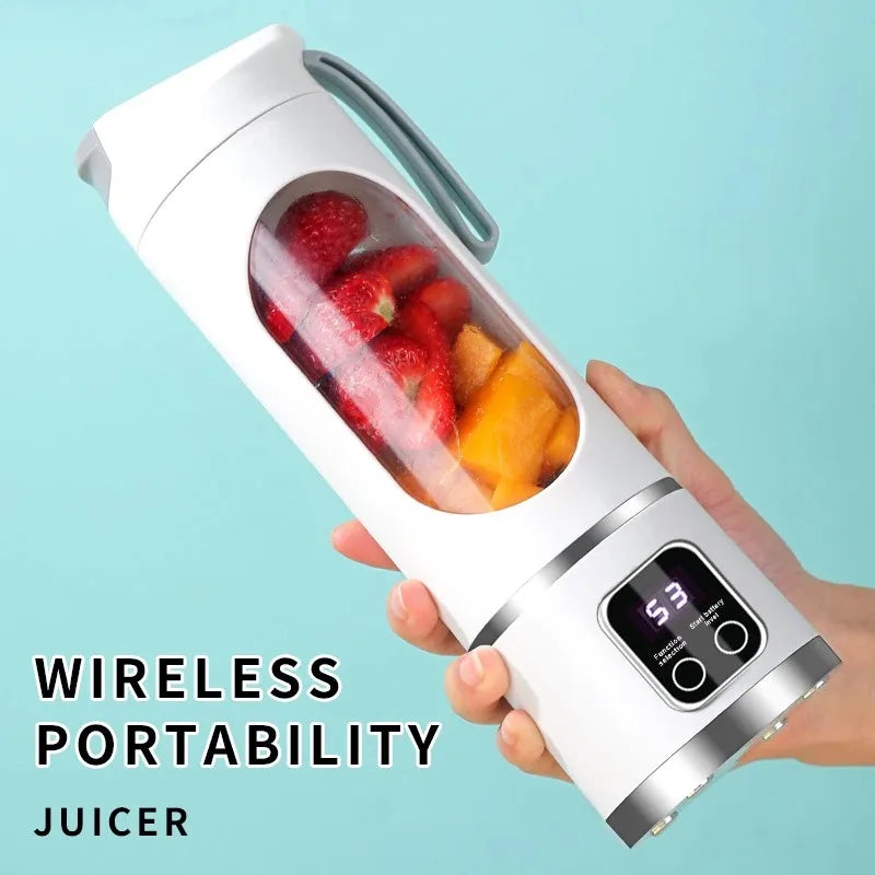  Portable Fruit Juicer 450Ml Capacity 3 Gears USB Rechargeable Blender Ice Crusher for Shakes and Smoothies Juicer Cup