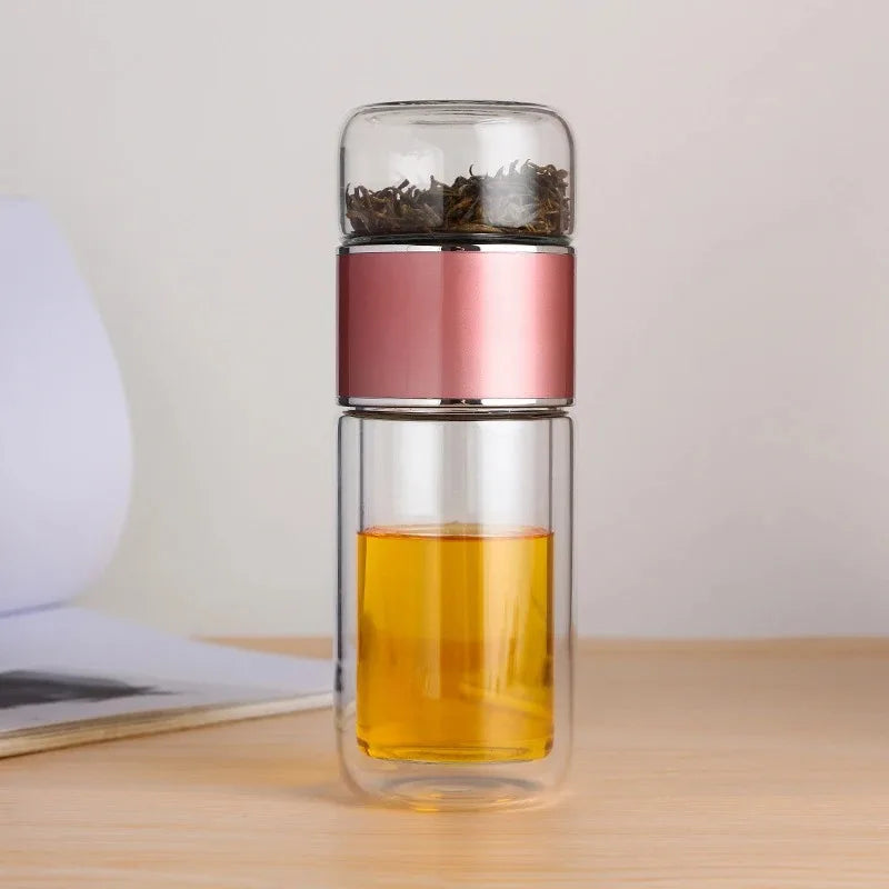 Double Layer Tea Cup Infuser Tumbler with Filter