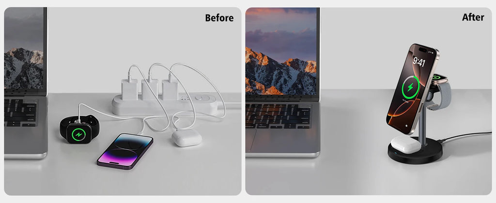 15W Fast Wireless Charger Stand 3-in-1