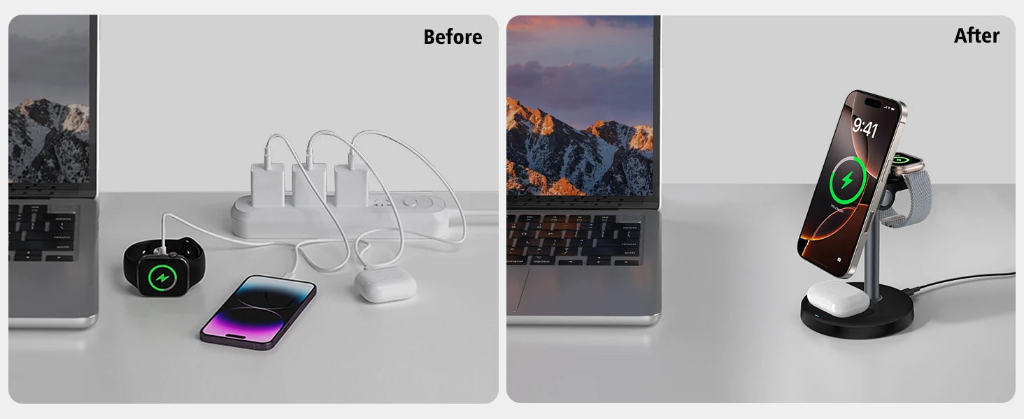 15W Fast Wireless Charger Stand 3-in-1
