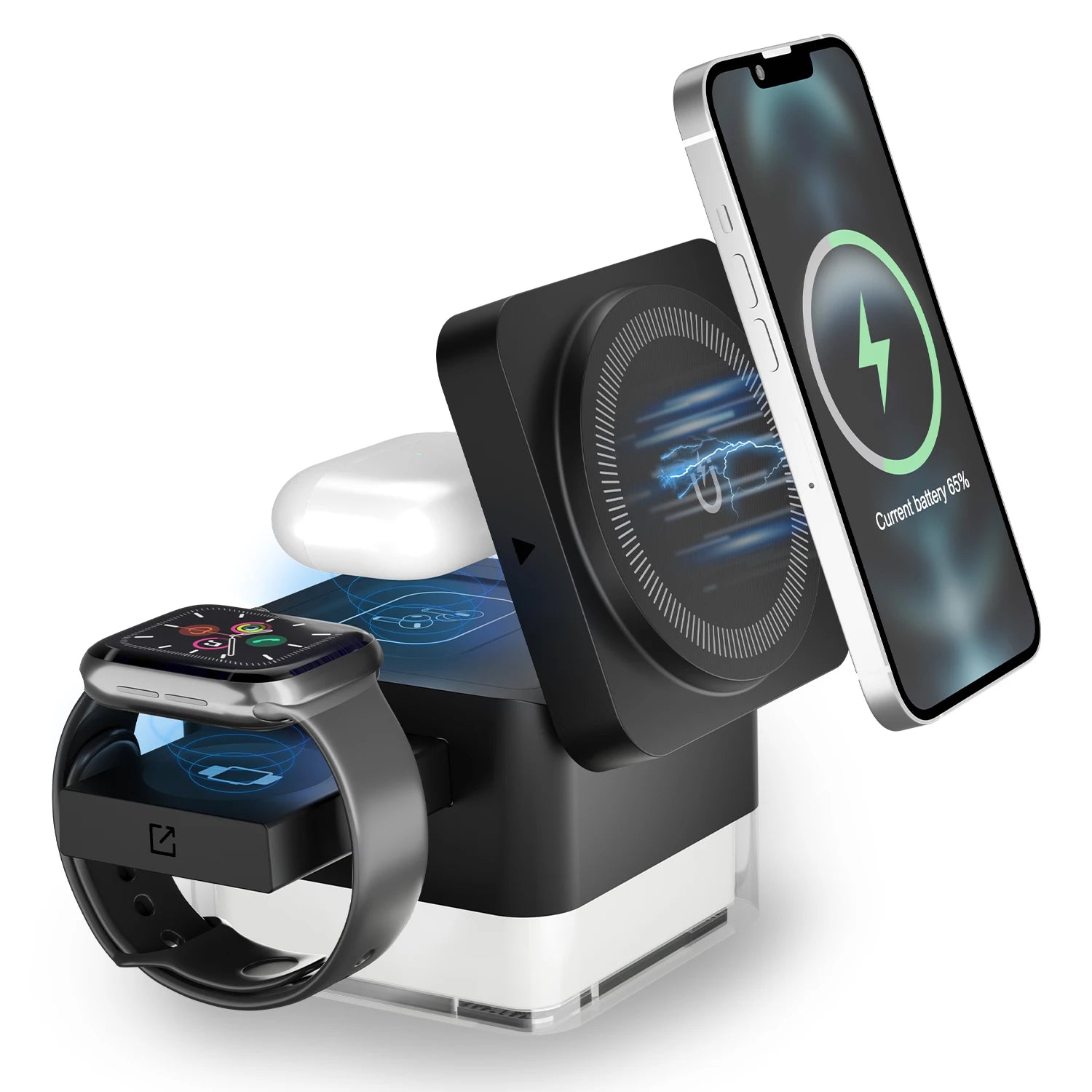 Three-in-one Multi-functional Wireless Magnetic Charger 15W