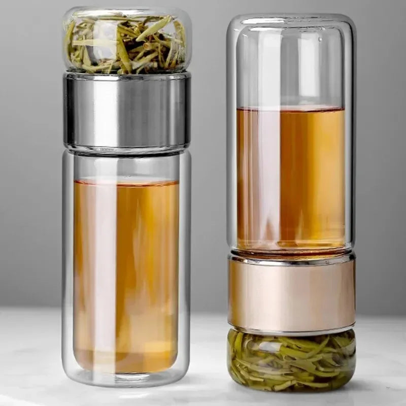 Double Layer Tea Cup Infuser Tumbler with Filter