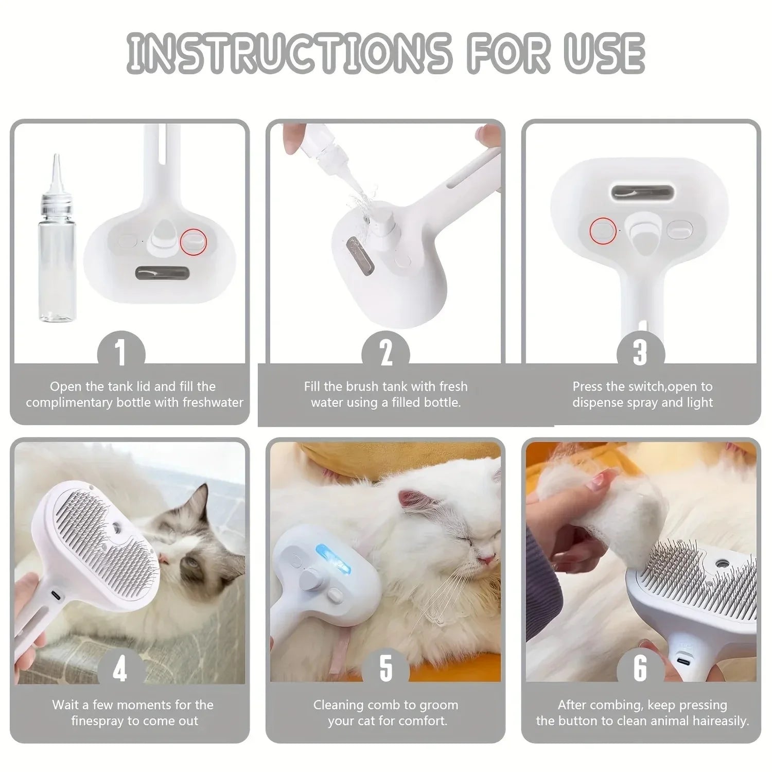 Steamy Spray Massage Comb for Pets