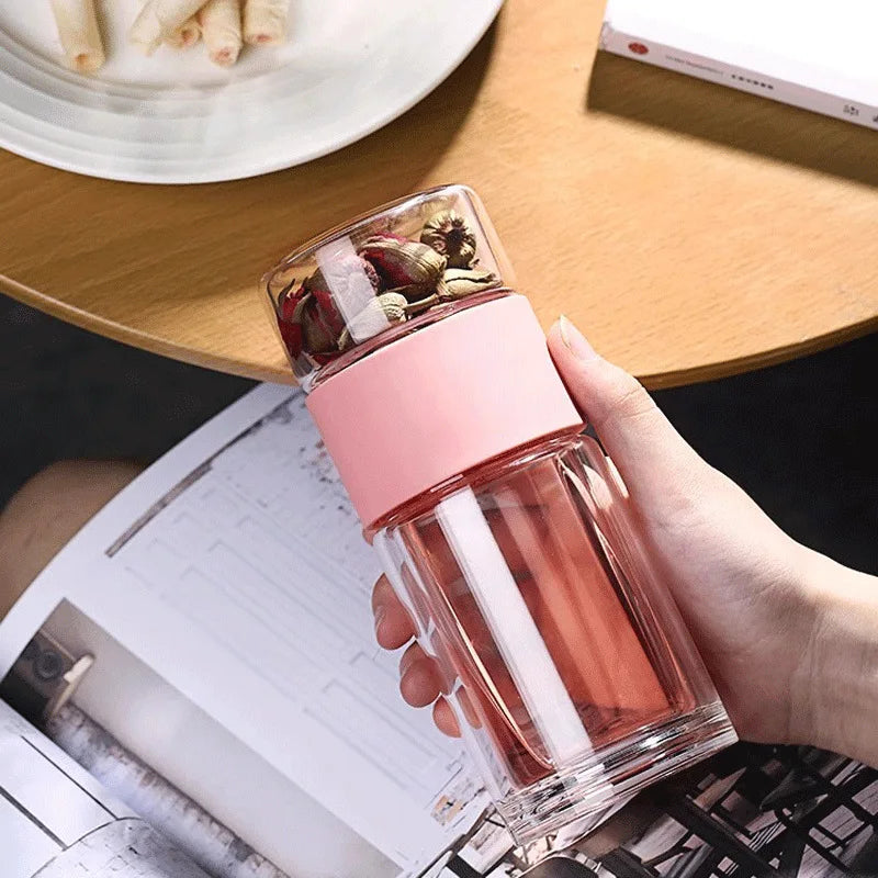 Double Layer Tea Cup Infuser Tumbler with Filter