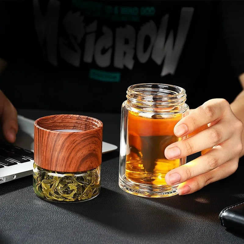 Double Layer Tea Cup Infuser Tumbler with Filter
