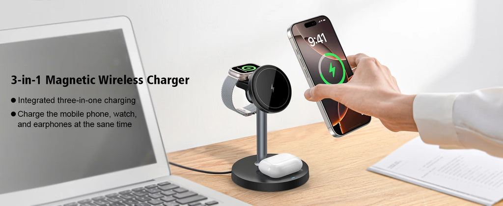 15W Fast Wireless Charger Stand 3-in-1