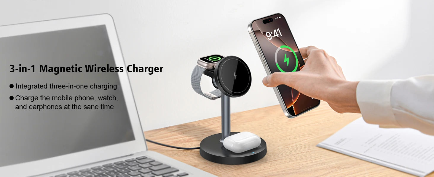 15W Fast Wireless Charger Stand 3-in-1