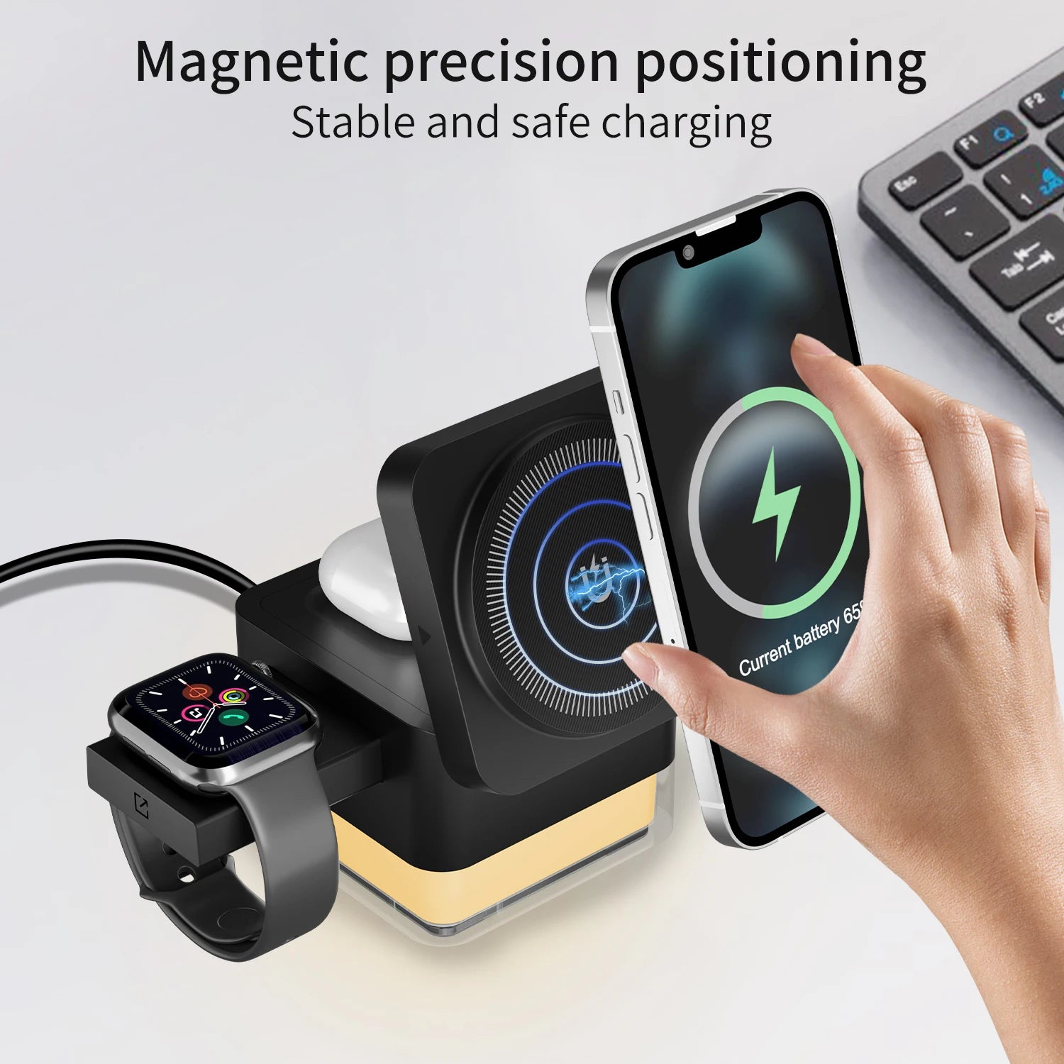 Three-in-one Multi-functional Wireless Magnetic Charger 15W