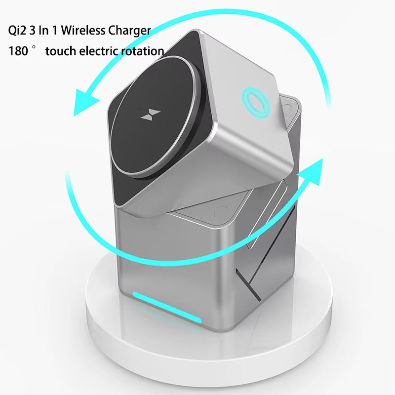 30W Touch Rotating Magnetic Multi-Function 3 in 1 Wireless Charger for Iphone 16 15 14 13 Max Fast Charger Samsung Xiaomi
