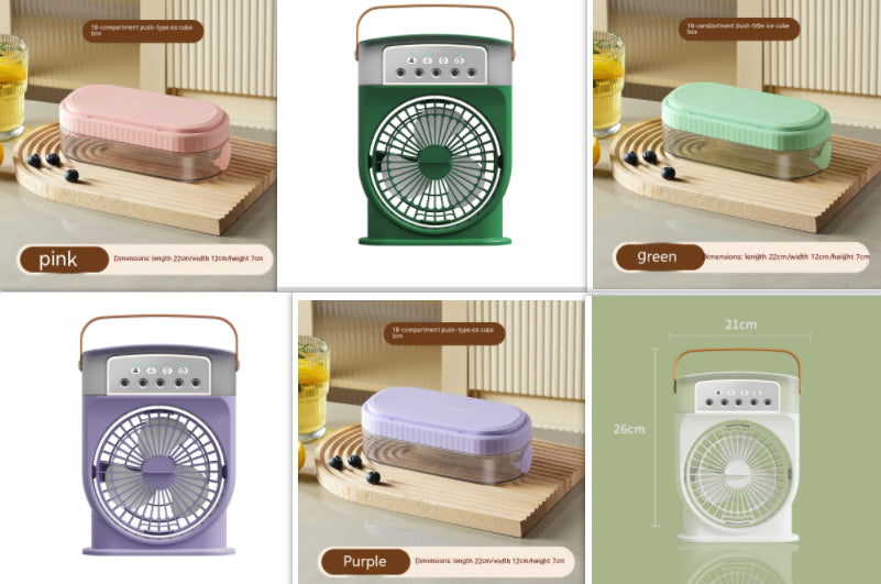 Portable USB Air Conditioner Cooling Fan with 5 Sprays 7 Color Light 600ML Water Tank Spray Mist Air Cooler Humidifiers