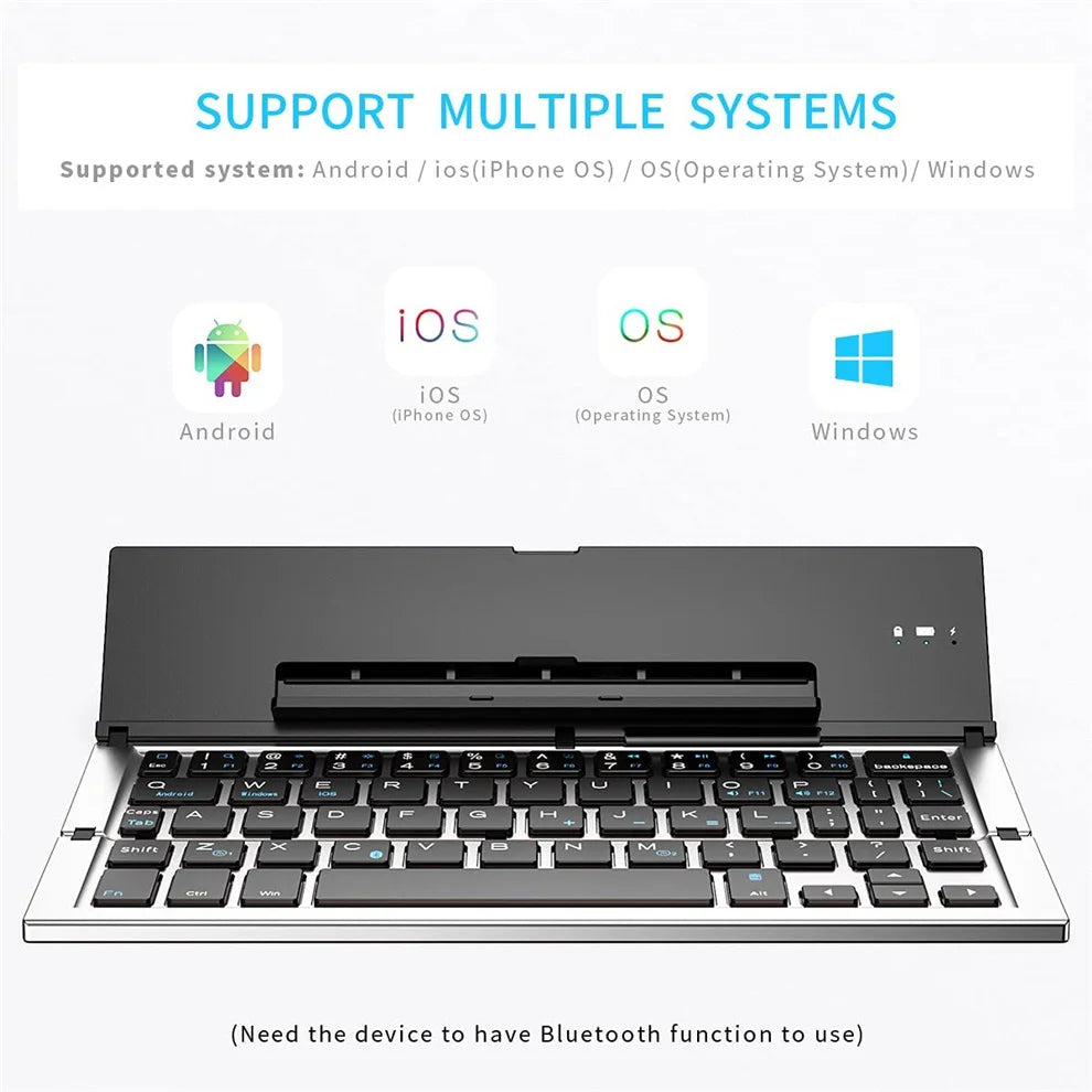 BOW Folding Bluetooth Mobile Phone Keyboard Rechargeable Wireless Pocket Keyboard for Iphone Samsung Phones Tablet
