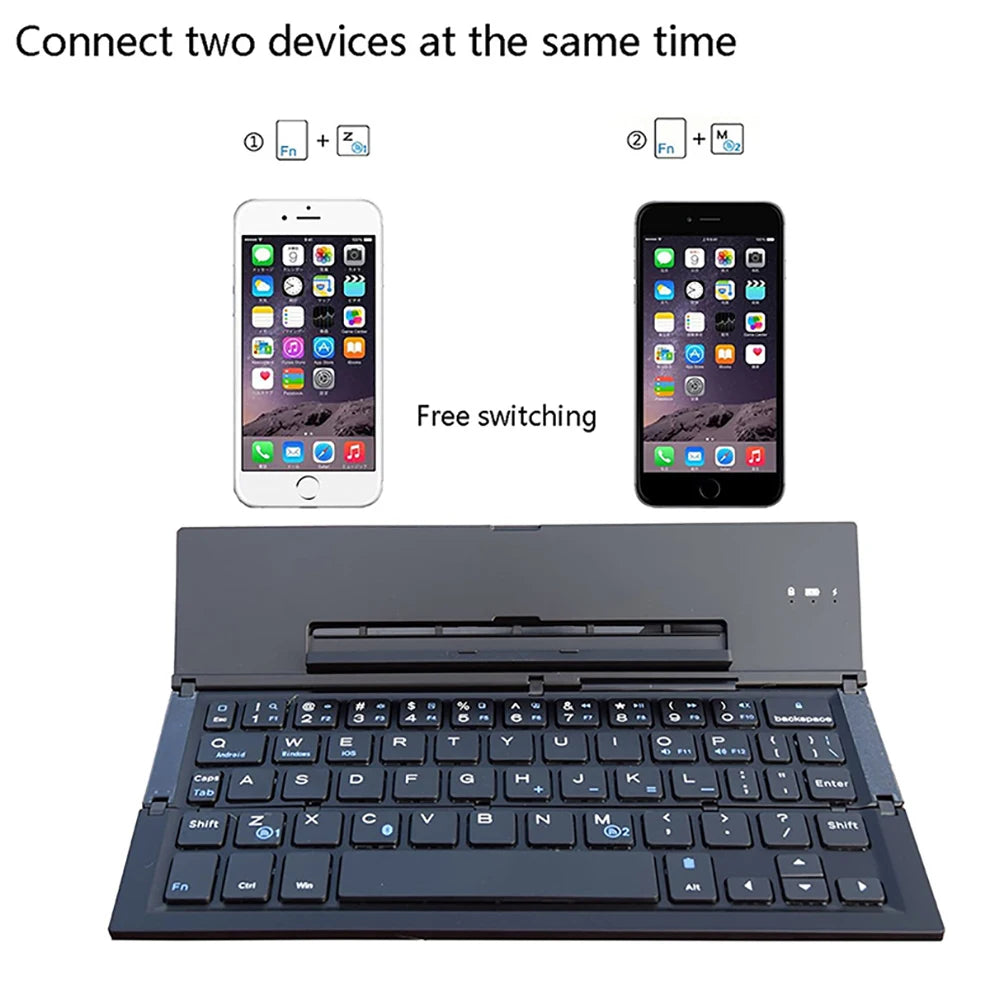 BOW Folding Bluetooth Mobile Phone Keyboard Rechargeable Wireless Pocket Keyboard for Iphone Samsung Phones Tablet